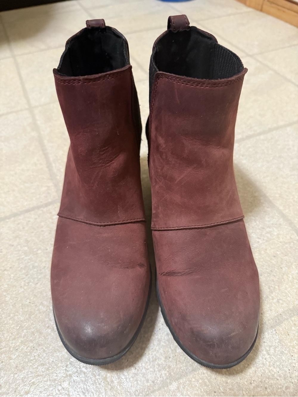 Women’s Burgundy Sorel Leather Chelsea Ankle Boots 8.5